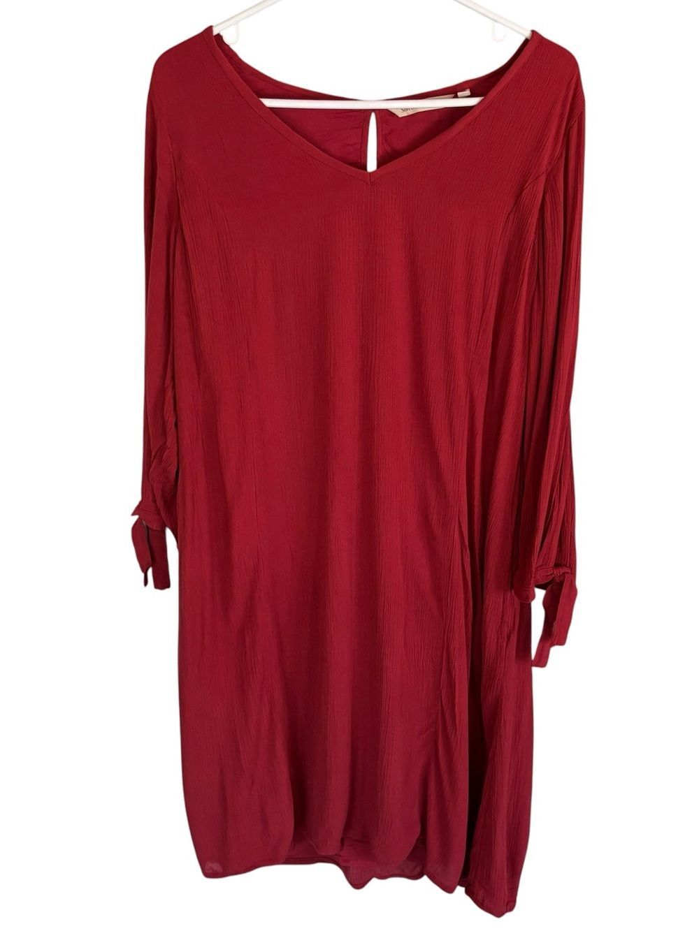 Soft Surroundings Hera Dress Cardinal Red Cotton Viscose Gauze Cold Shoulder L